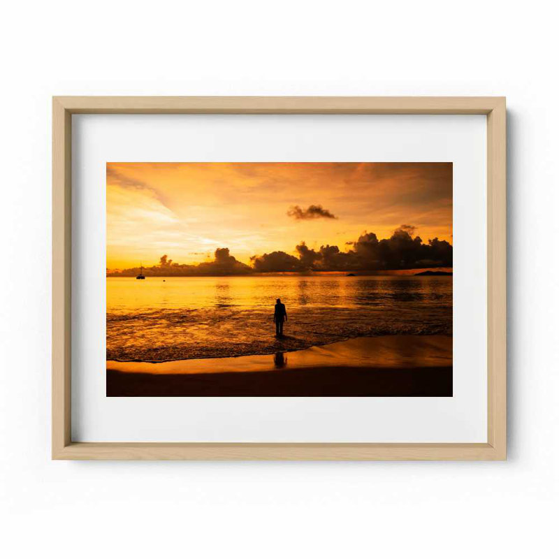 Girl On Fire Print by Joseph Regan, Natural, 14" H x 16" W x 0.75" D