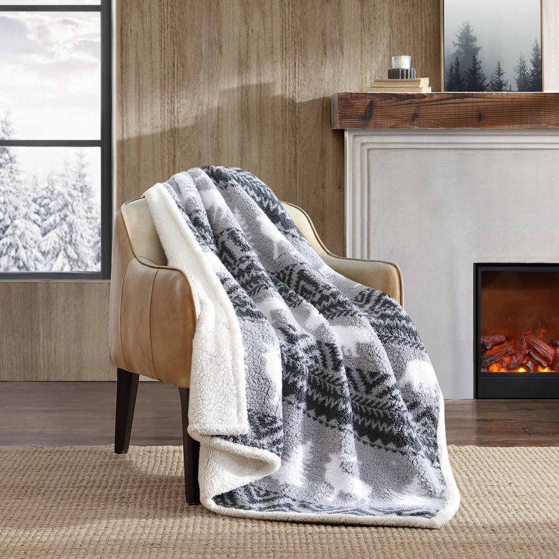 Red and White Reversible Sherpa Throw Blanket
