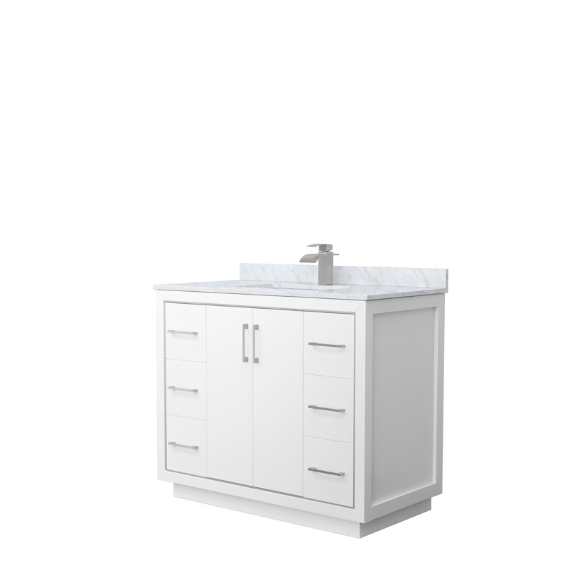 Ensemble de meuble-lavabo simple 42 po Icon, Nickel brossé, Blanc