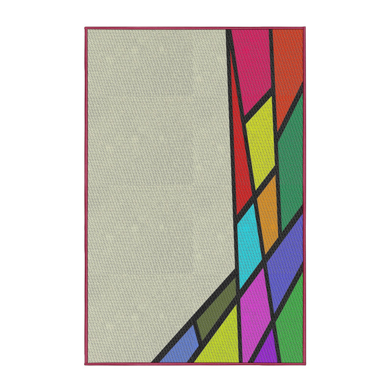 Gris/bleu/rose Tapis décoratif, Rectangle 7 pi x 9 pi
