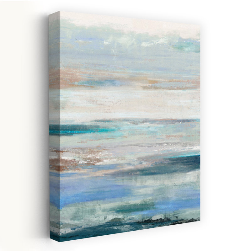 Vagues abstraites sereines, art côtier contemporain, H 60 po x l 40 po