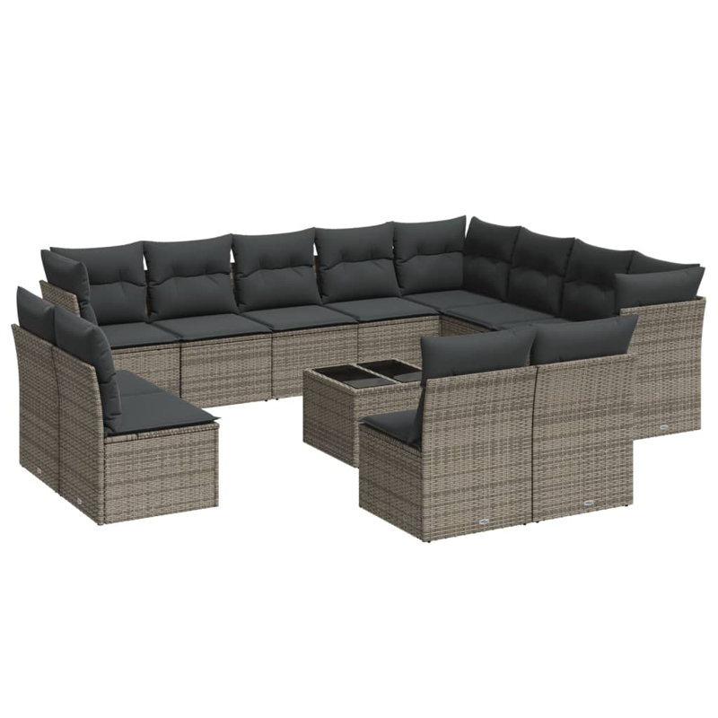 Ensemble de canapé de jardin en rotin de poly, Gris, Sans objet