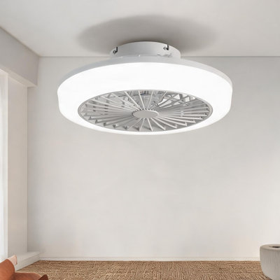 Ventilateur de plafond encastré sans lame avec lumière DEL intégrée, télécommande, 18 pouces, blanc doux