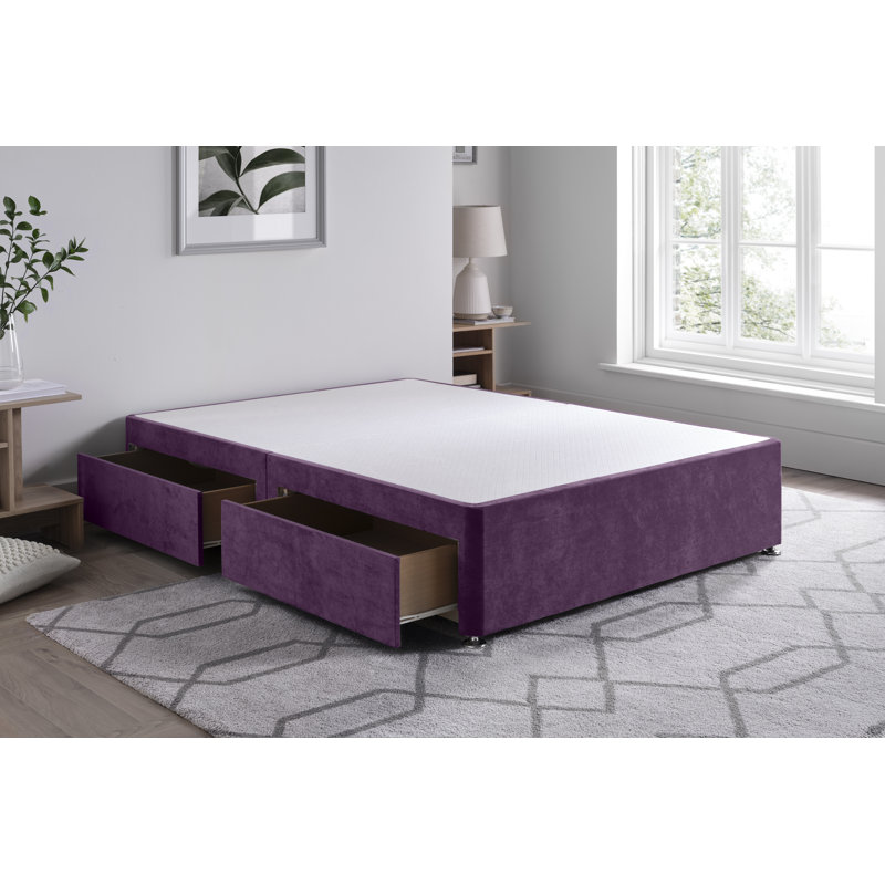 Naples Divan Bed Base, Purple, Kingsize (5'), 4 Drawers