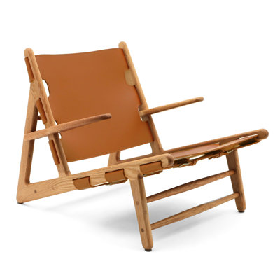 Fauteuil de chasse rétro avec cadre en chêne et cuir massif vegan rétro, 24,44 po de profondeur, 35,38 de largeur, 26,06 de hauteur, poids de 19,49 lb avec structure