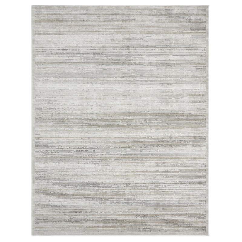 Huseman Beige Horizon Stripe Area Rug, Rectangle 2' x 3'