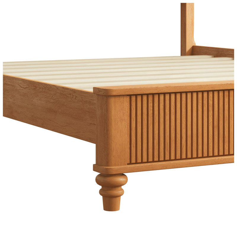 Ensemble de chambre à coucher 3 pièces pour lit queen avec cadre de lit en bois massif et 2 tables de chevet, fini naturel