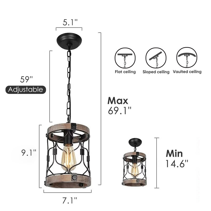 Oteria 1 - Light Industrial Matte Black Cylinder Pendant
