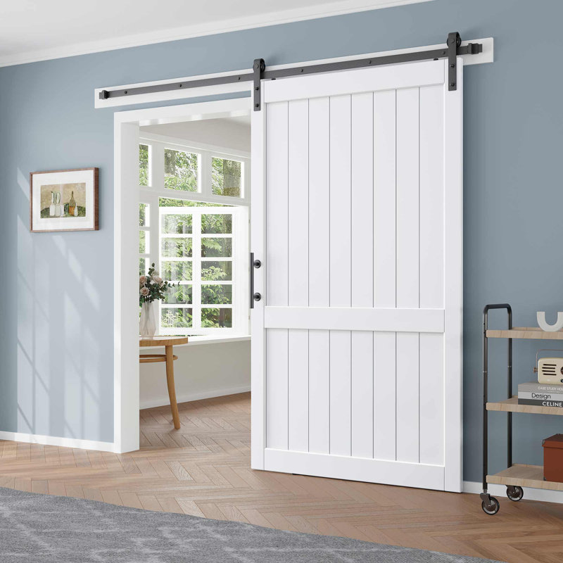 White 48" x 84" MDF Sliding Barn Door with PVC Surface