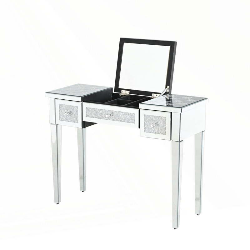 Silver Dressing Table With Flip-Top Mirror
