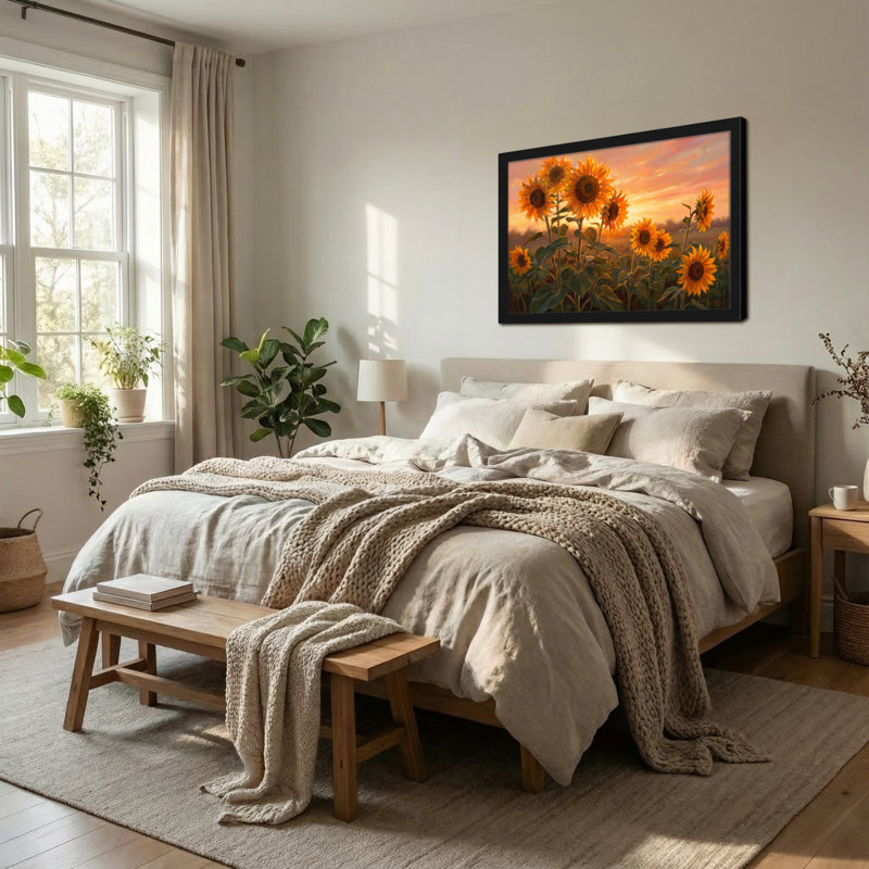 «Plants & Flowers Sunflower Field Sunset», reproduction d'art, H 16 po x l 24 po
