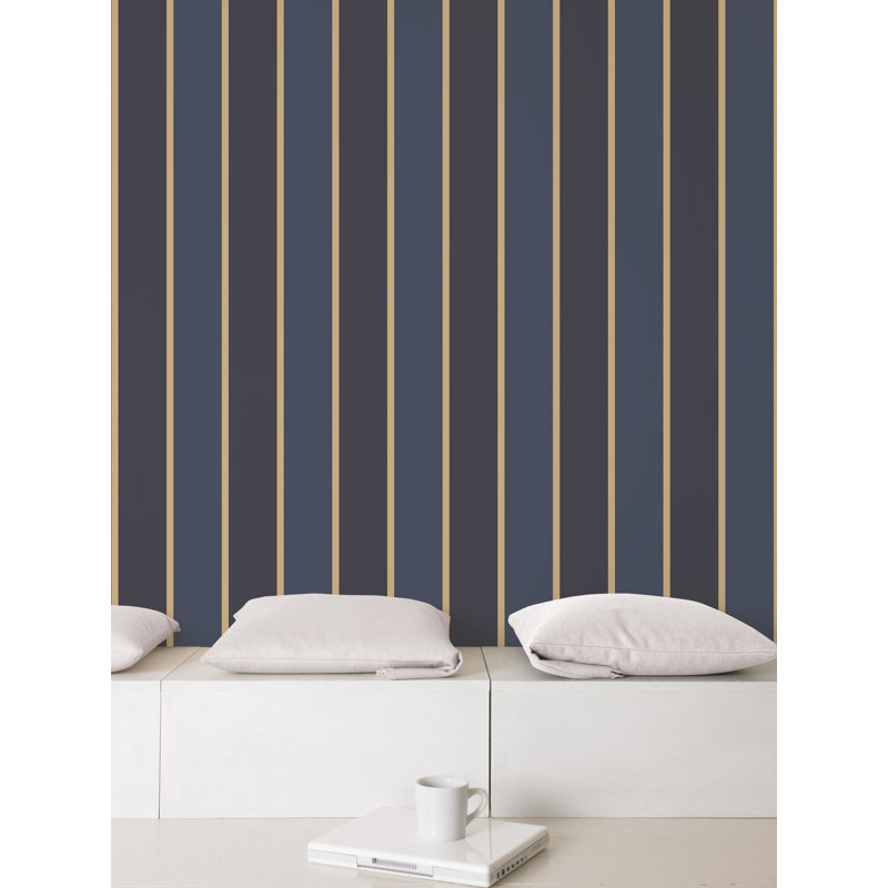 Donner 10m x 53cm Matte Wallpaper Roll, Navy/Blue/Gold