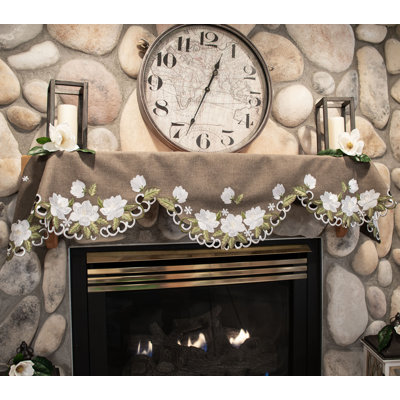 Zakirah Magnolia on Brown Mantel Scarf (19"x90")