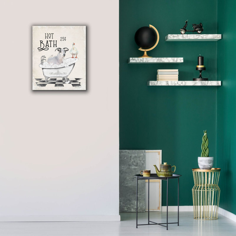 «Farm Animals Bath D» par Jean Plout, art mural sur toile, H 24 po x l 20 po x P 0,75 po