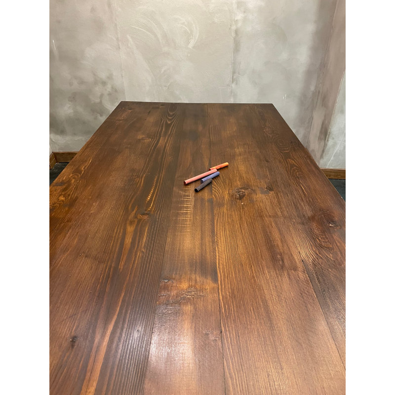 Dillard Pine Solid Wood Top Metal Base Dining Table, H76 x L180 x W86cm