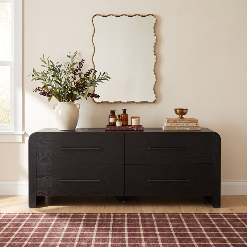Cruz Wood 4 Drawer Dresser, Black
