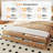 Twin Natural Oak Wood Bed Frame With Built-In Footboard Storage Bench,4 Drawers,Headboard,Heavy Duty,No Box Spring Needed,Mid-Century Modern Style