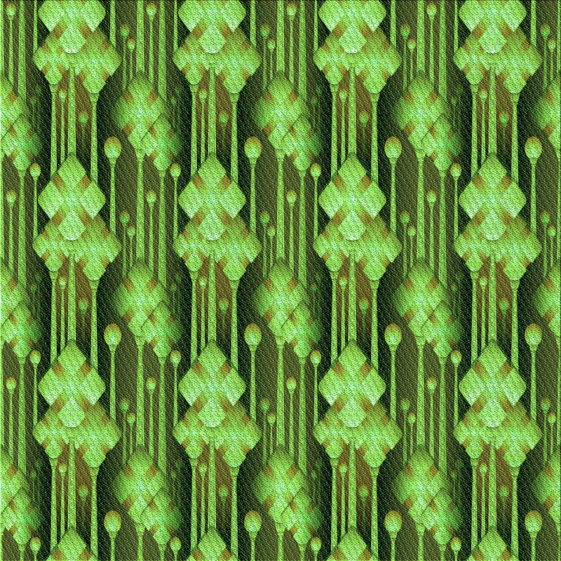Tapis vert à motif abstrait, Carré 3 pi
