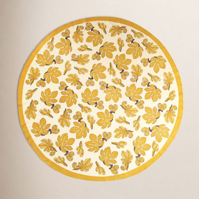 Debarata Tablecloth, 70" Round, Yellow/White