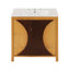 Meuble-lavabo autoportant de style Mid-Century moderne avec lavabo en céramique intégré et rangement à fermeture en douceur
