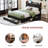 Bed Frame with Headboard, Farmhouses Platform Bed Frame with 3 Storage Drawers and USB Port for Home, Hotel, Guesthouse-1206932784-1206932790