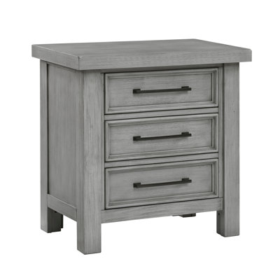 Table de chevet transitionnelle avec 3 tiroirs et armoire de chevet classique 1 pièce
