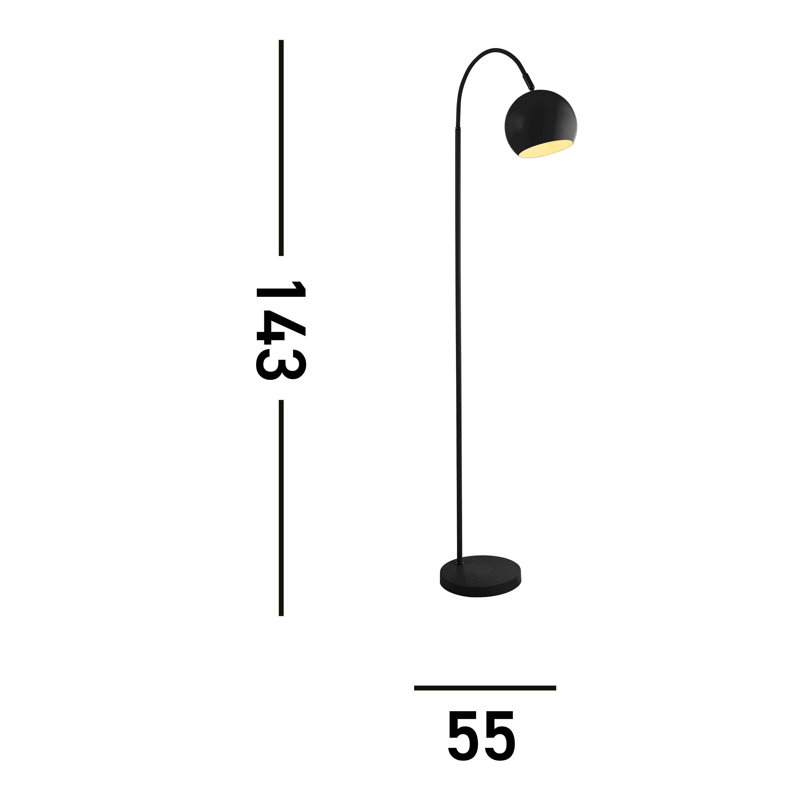 Pocola 143cm Black Task Floor Lamp