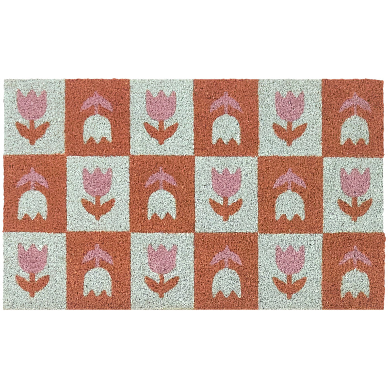 Check Flowers 18" x 30" Doormat