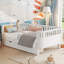 White Wood Twin Kids Bed | Storage & Safety Rails-175087834