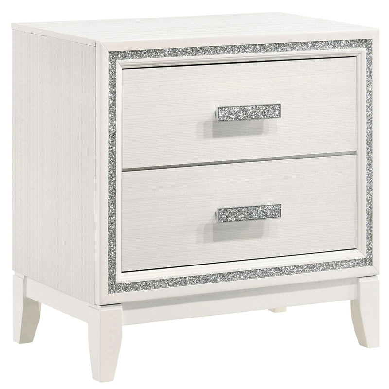 Table de chevet 2 tiroirs, Blanc