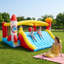 Inflatable Bounce House For Big Kids 3-12 Space Rocket Theme Large Bouncy Castle With Slides, 3 Dodge & Weave Obstacle Course Column, Head-to-Head Basketball Court & Dual-Target Games