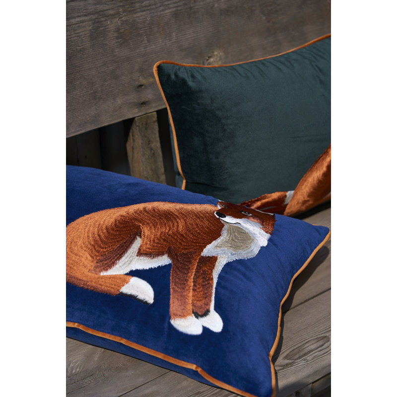 Housse de coussin en velours brodé, Bleu