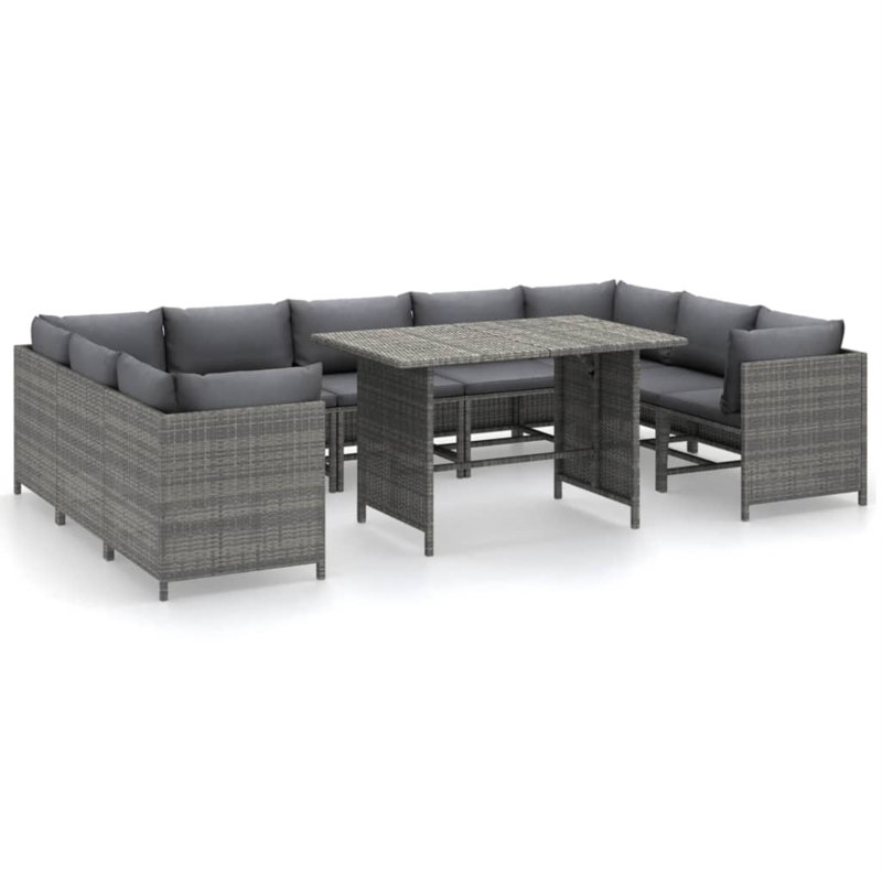 10 pièces avec coussins Rasme, gris, gris