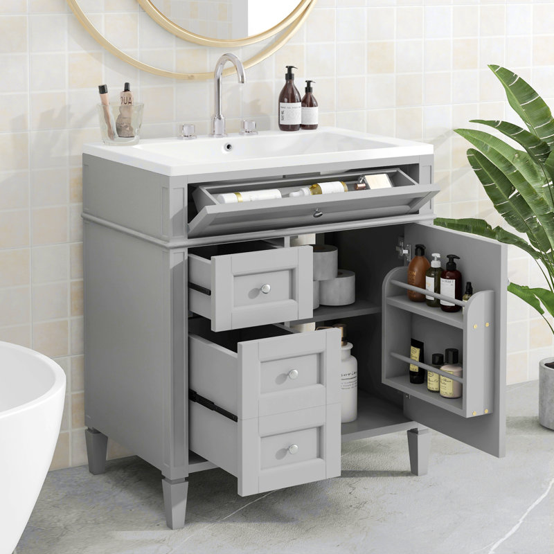 Rangement pour salle de bain Suzuko, Gris