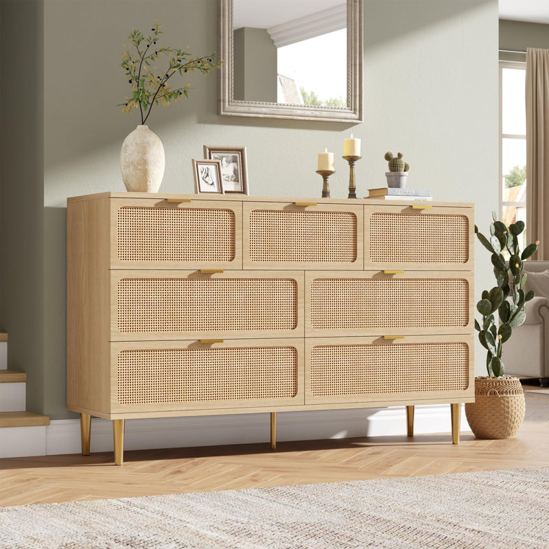 136.9 cm W Chest of 7 Drawers, Yellow