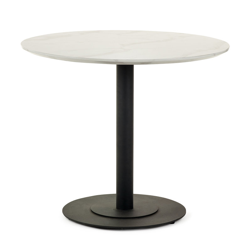 Esman Round Metal Base Dining Table, White