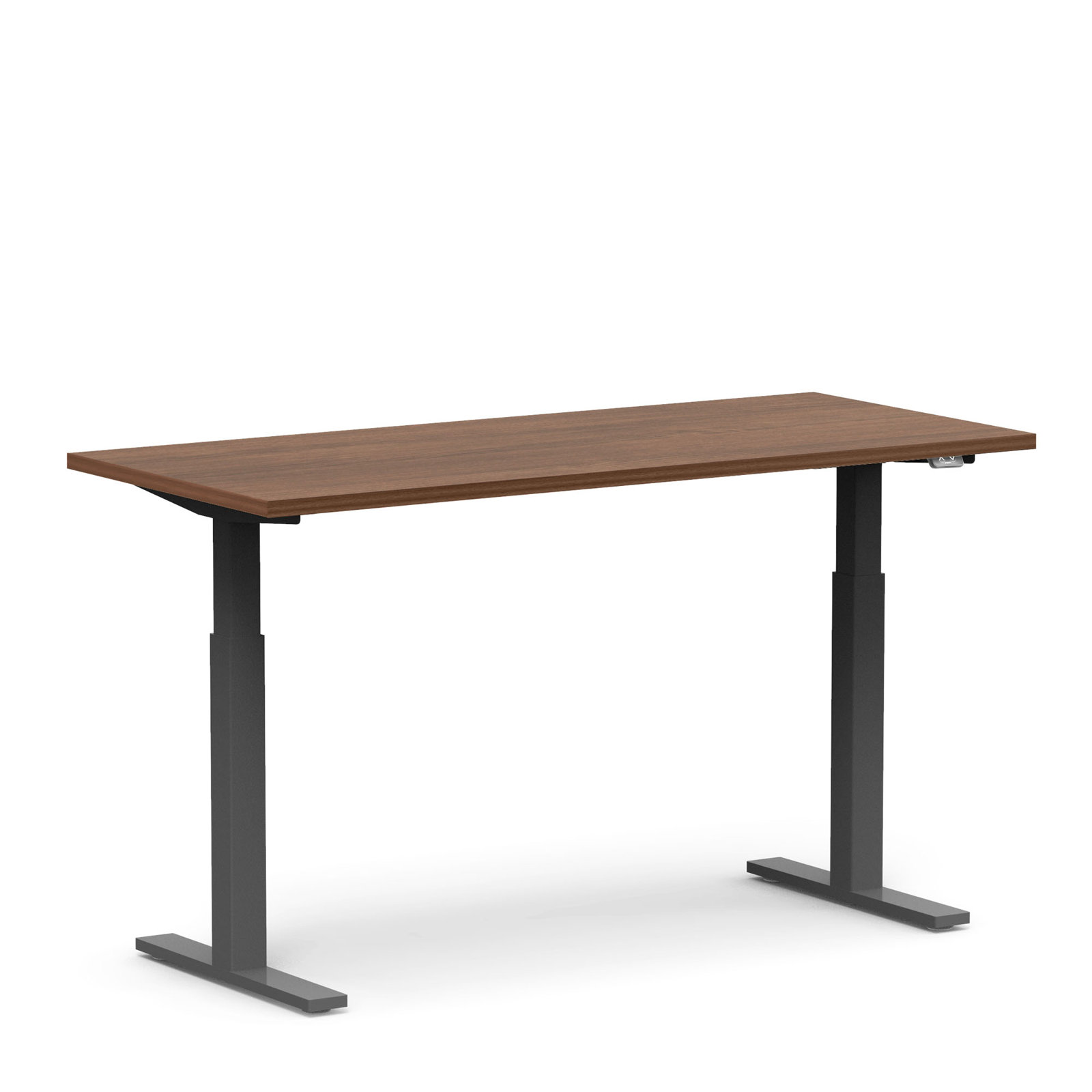 Series L 2S Adj Ht Sgl Desk, Walnut/Charcoal, 48" H x 30" W x 72" D