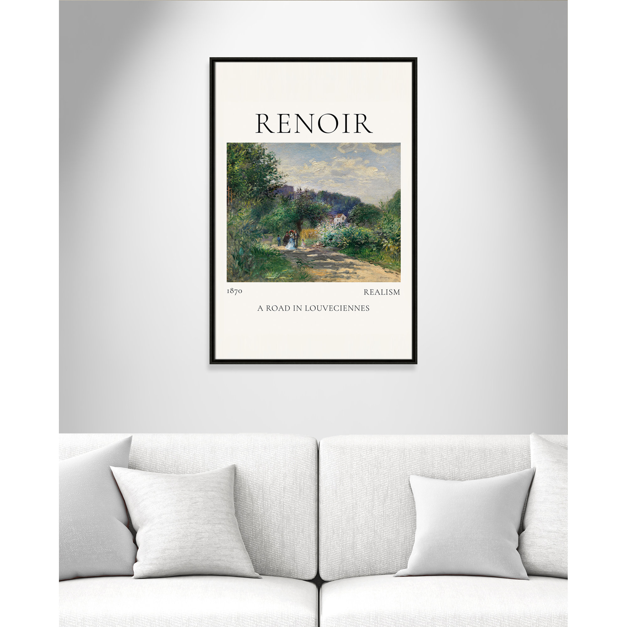 Old Masters Collection " A Road In Louveciennes " by Auguste Renoir, No, Espresso Floater Frame, 37.5" H x 25.5" W x 2" D