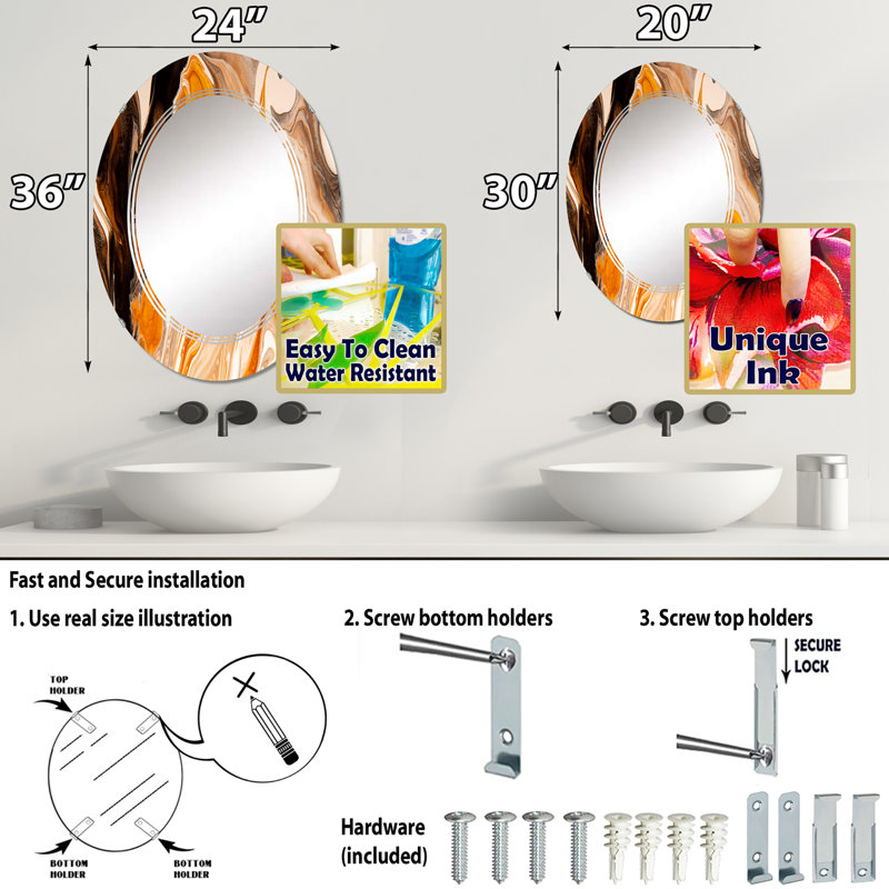 Miroir de salle de bain sans cadre, 36 po x 24 po