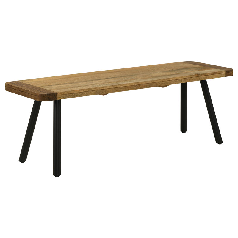 Bonita Wood Dining Bench Natural Mango and Black