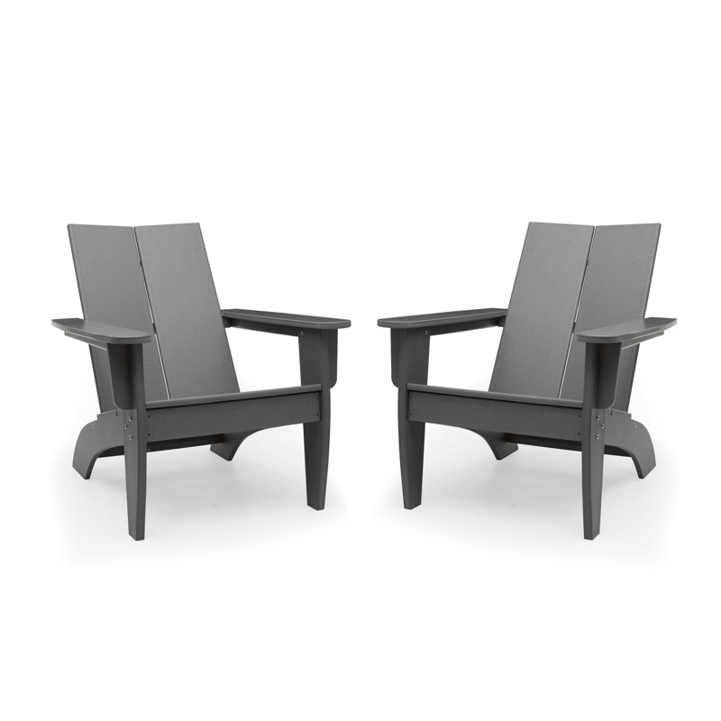 Aulika Outdoor HDPE Modern Adirondack Chairs, Tan