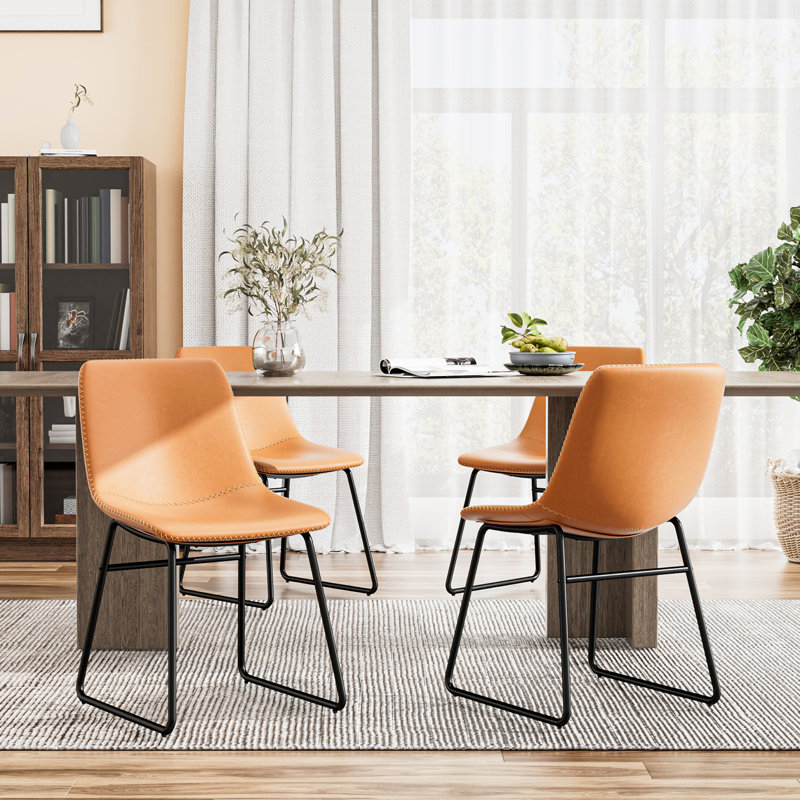 Chaise rembourrée en similicuir Ipke, Brun whisky