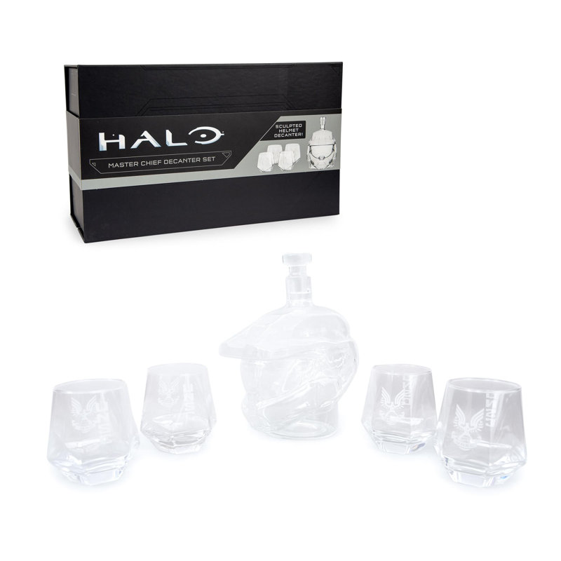 Halo Master Chief Helmet Glass Whiskey Decanter Set with Glasses