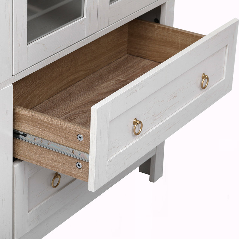 Grand garde-manger arqué 71 po avec 2 grands tiroirs 71 po, Blanc