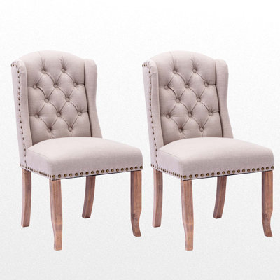 Chaise à oreilles capitonnée Adavia de couleur crème, chaise de salle à manger, chaise de salle à manger, chaise de cuisine, chaise d'appoint