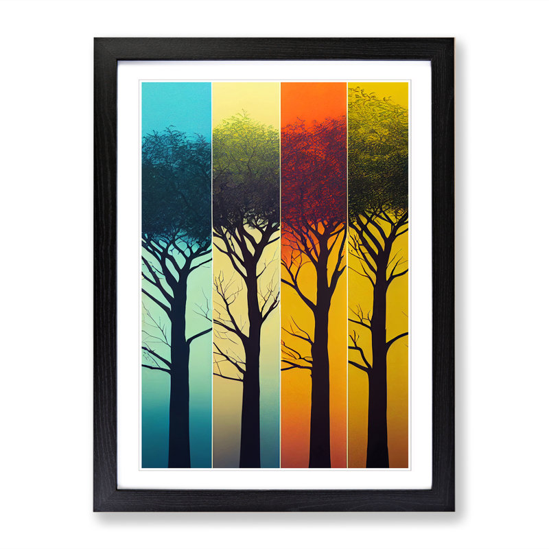 Tree Polygon 1 Piece Single Picture Frame Wall Art, 34cm H x 25cm W x 2cm D, Black