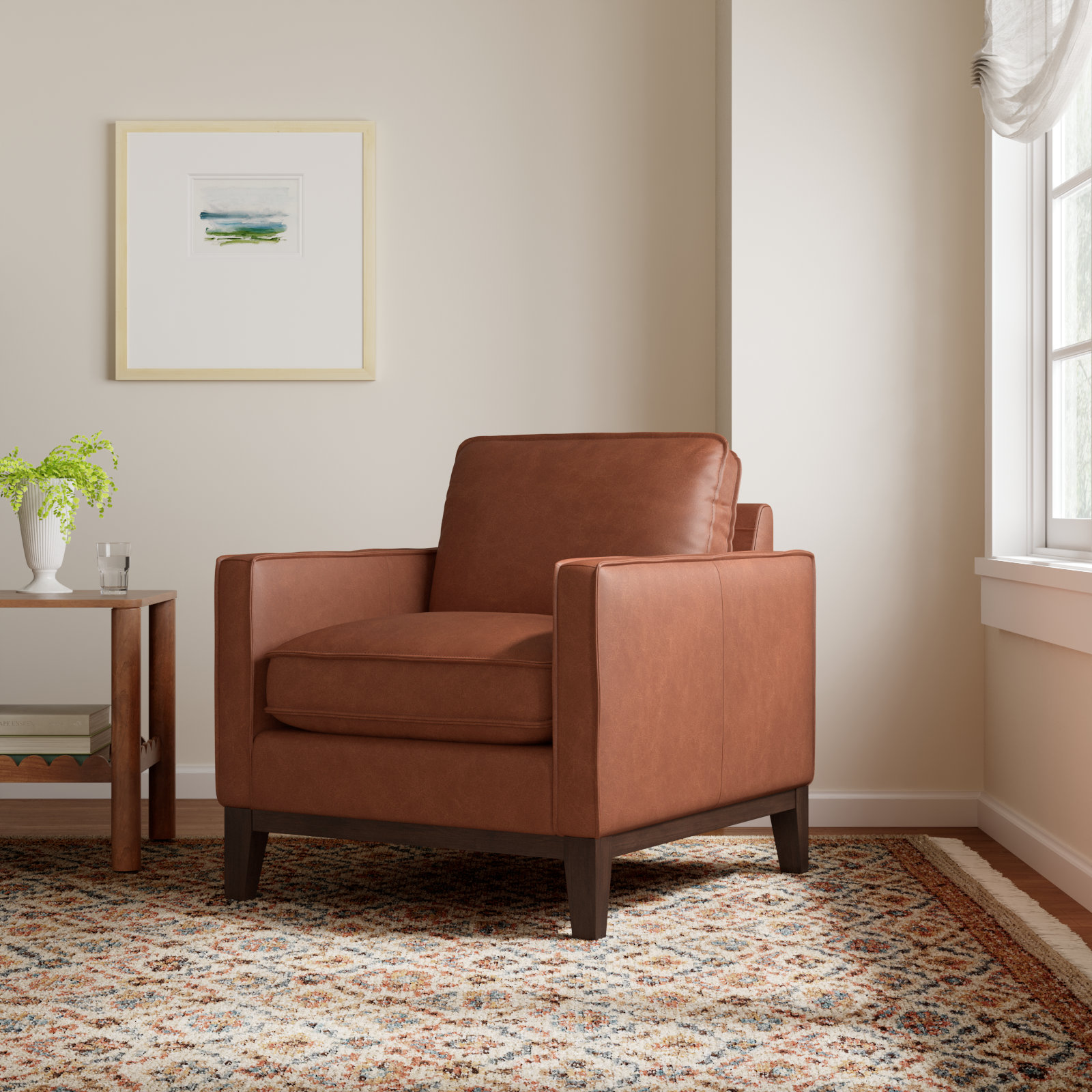 Cascades Genuine Leather Armchair, Mocha Genuine Leather