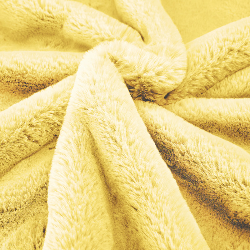 Jeté lourd en fausse fourrure, L 60 po x L 80 po, Jaune soleil