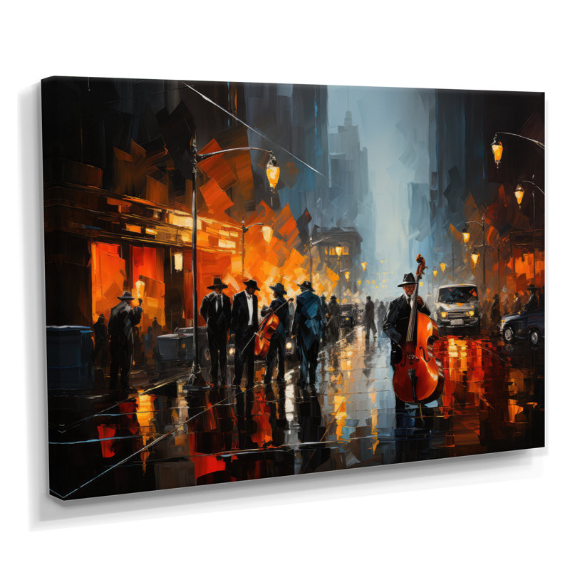 Jazz afro-américain Harlem City - impressions sur toile, art mural Harlem Jazz, H 16 po x l 32 po, Toile tendue, Sans cadre