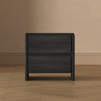 Linda 24" Modern Nightstand with 2 Drawers in Charcoal Gray